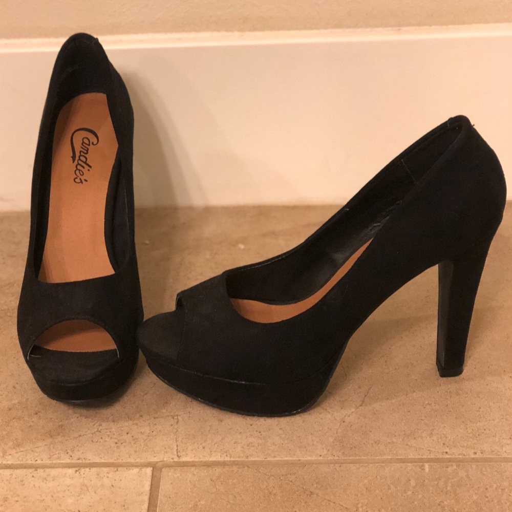 Basic Black Peep Toe Heels